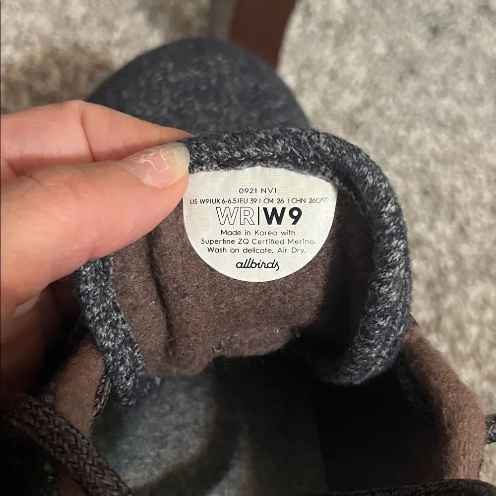 Allbirds Women's Wool Runners Mizzles Charcoal Grey Machine Washable Sneakers 9